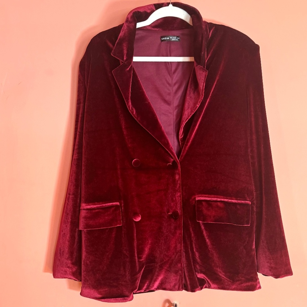 Cranberry Velvet Blazer/Jacket from Shein, size 8-10